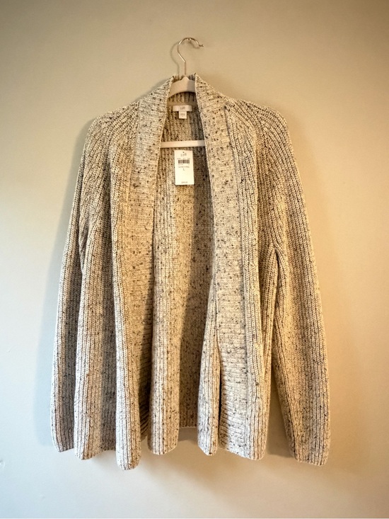 J. Jill Sweaters - J. Jill Cream Speckle Open-Front Ribbed Cardigan